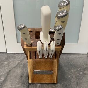 Sabatier White Handle Knife Block Set